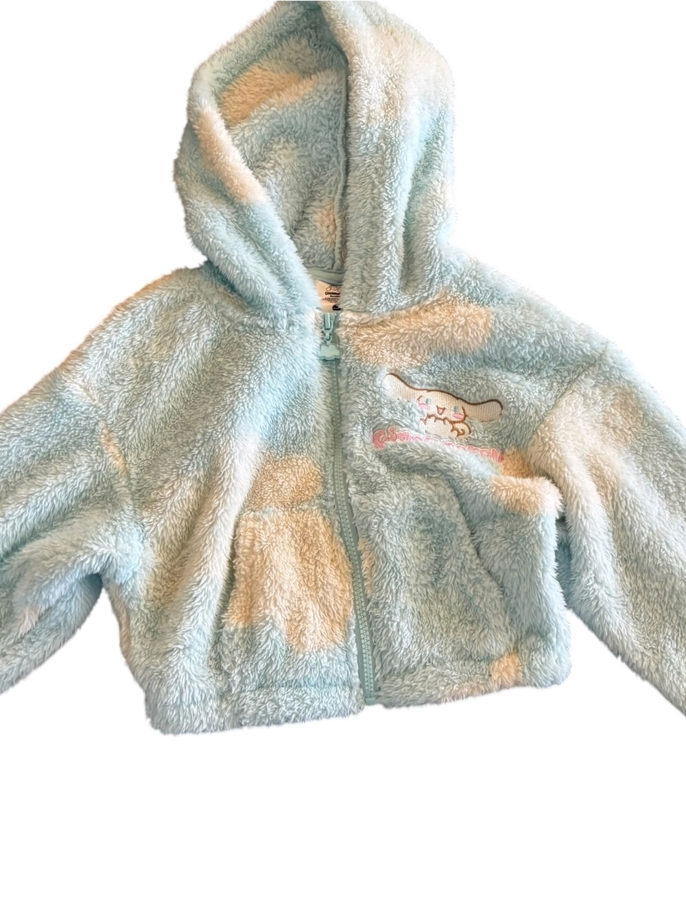 NWOT Sanrio Cinnamonroll Light Blue and White Cloud Plush Hooded Jacket